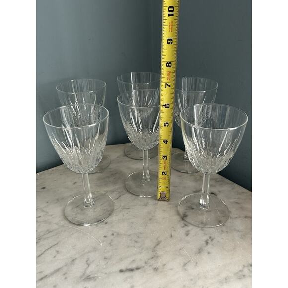 (6) Cristal D'Arques Diamant Claret 5 3/4” Wine Glasses France Vintage Clear - Picture 3 of 11